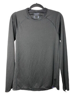 Patagonia Men's Medium Capilene Midweight Crew Long Sleeve T-Shirt Top Black